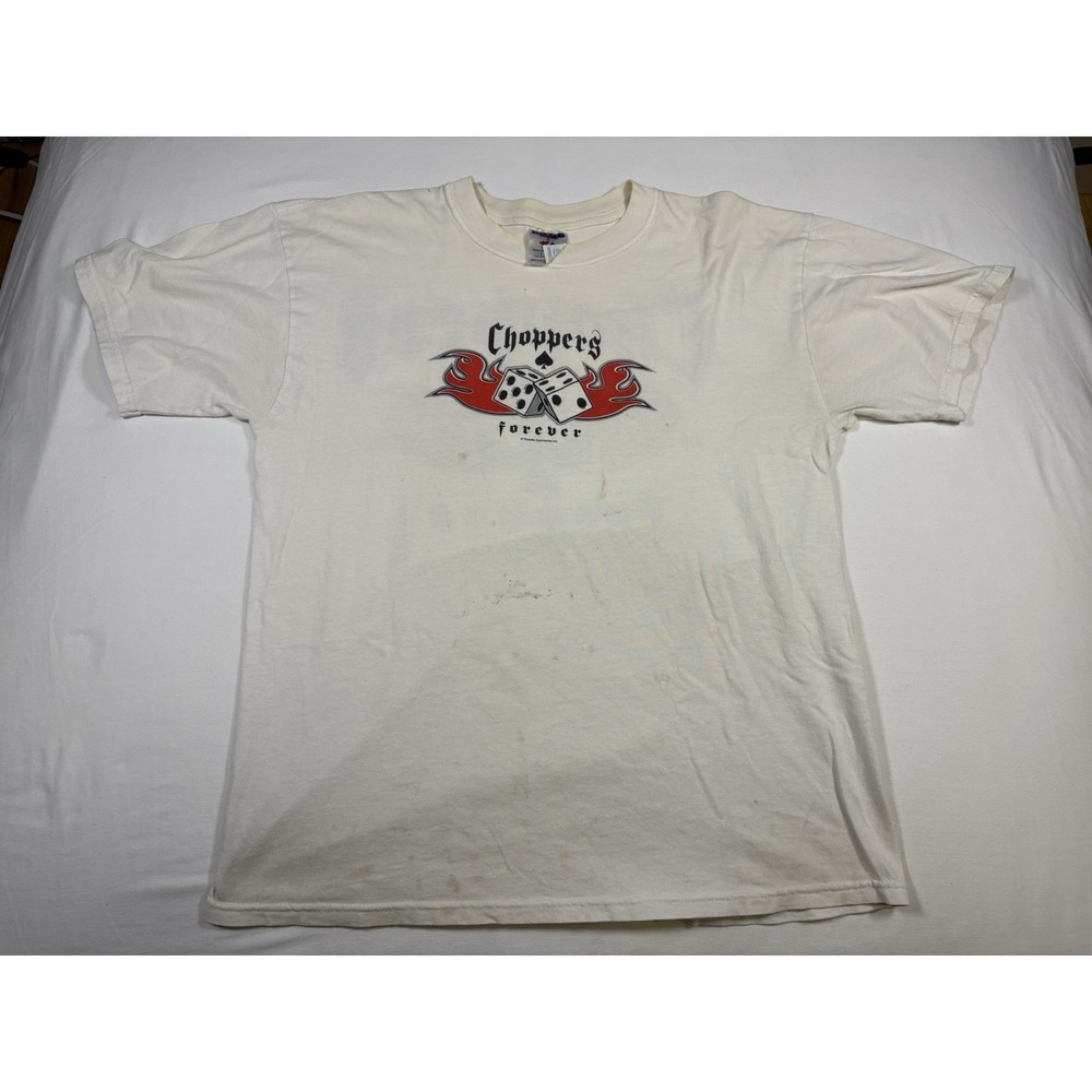 Vtg 90s Choppers Forever T Shirt Thunder Sportswear Dice Flames Large Jerzees